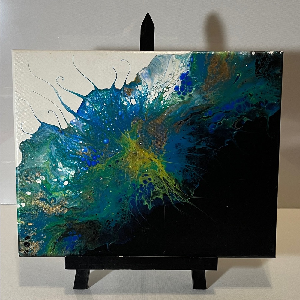 Abstract Blue and Green Canvas Art
